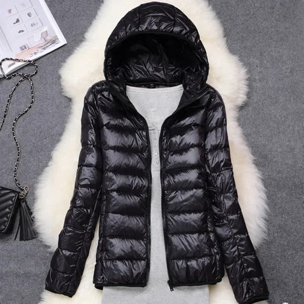 Women's Ultra-Lightweight Packable Hooded Puffer Jacket - Image 4