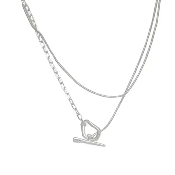 Silver Geometric Shape Necklace - Image 3