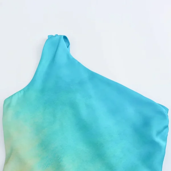 Asymmetrical Tie-Dye Satin Midi Dress - Image 9