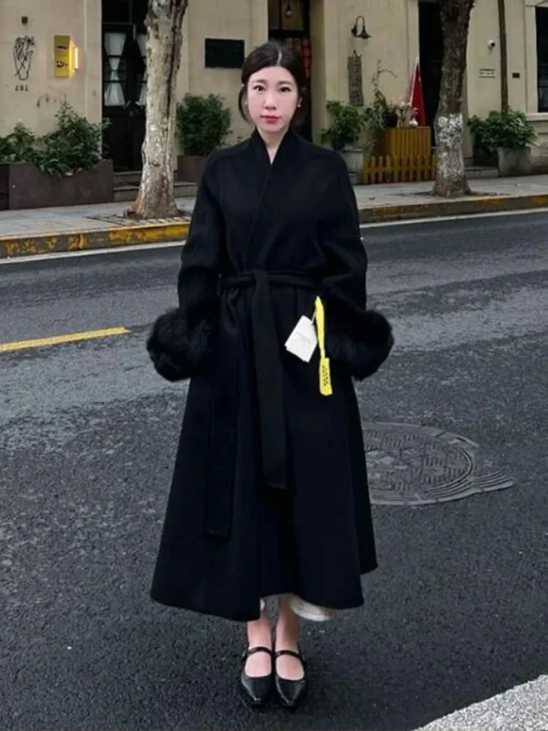 Women's Elegant Wool Blend Trench Coat - Image 7