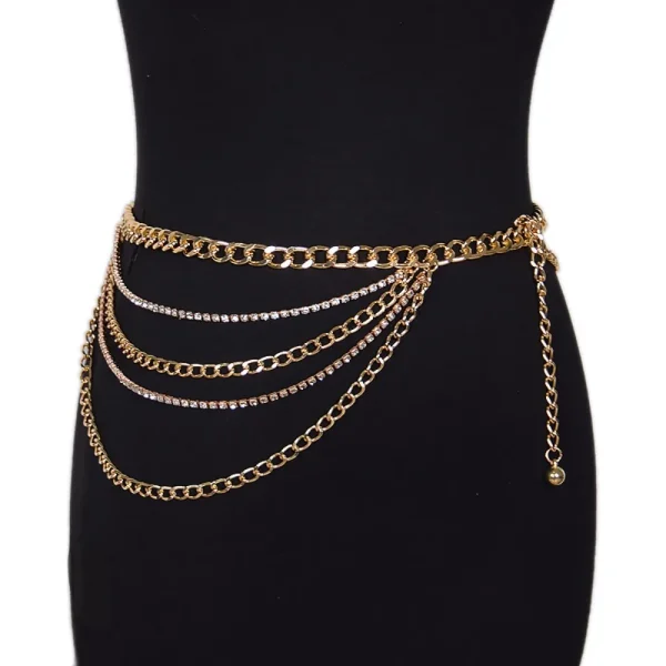 Summer Punk Metal Rhinestone Waist Chain for Women - Image 4