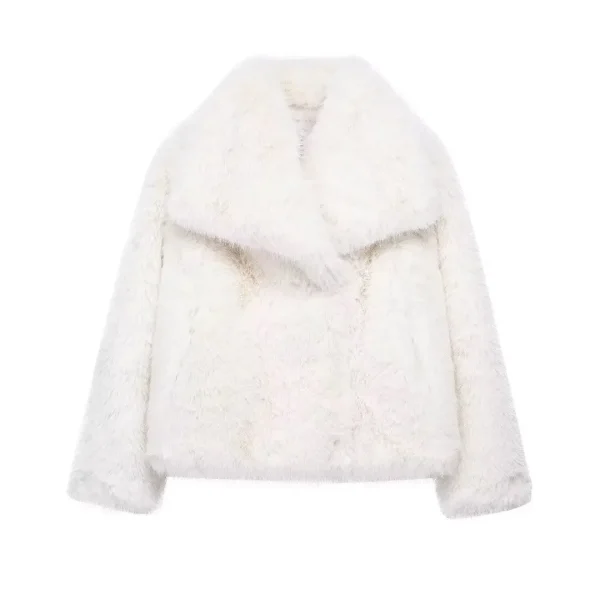 Women's Plush Faux Fur Coat - Image 5