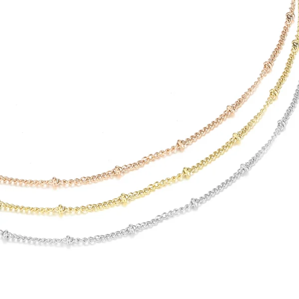 elegant golden stainless steel bead chain necklace