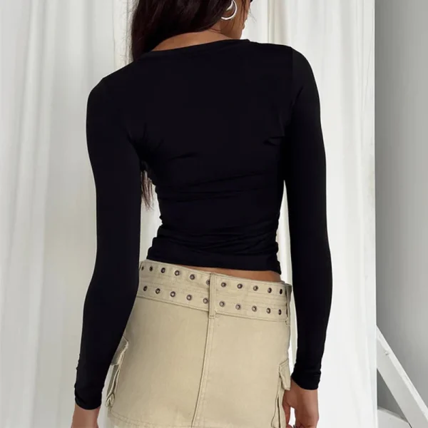 casual solid long sleeve t shirt for women