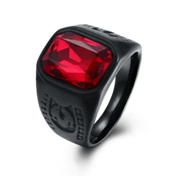 scarlet domineering geometric zircon ring