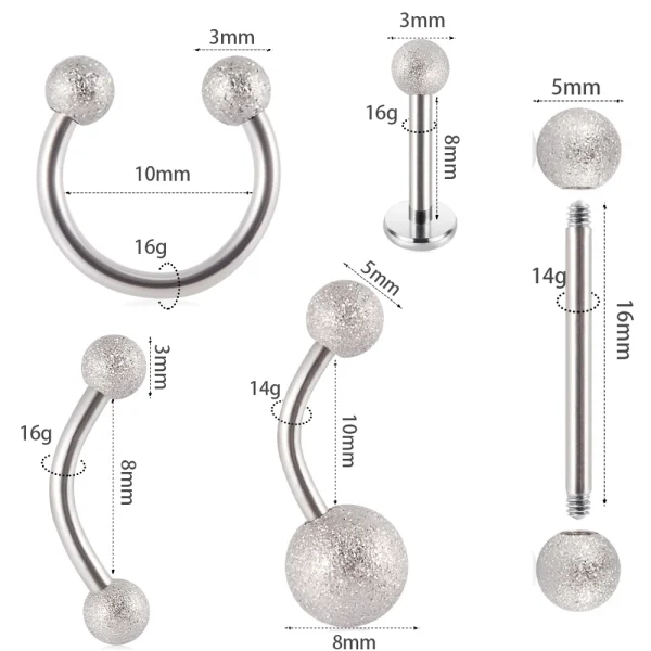 stainless steel matte barbell piercing