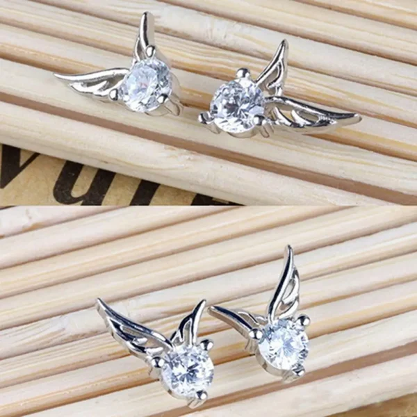 angel wing stud earrings