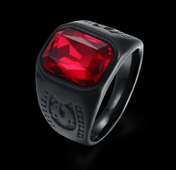 scarlet domineering geometric zircon ring