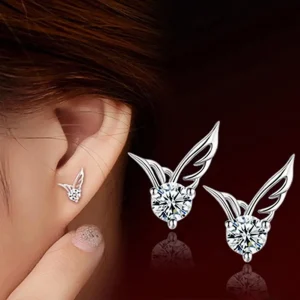 angel wing stud earrings