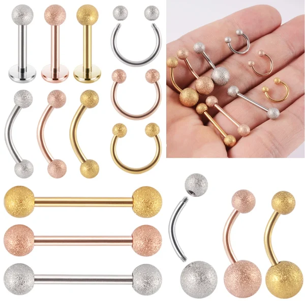 stainless steel matte barbell piercing