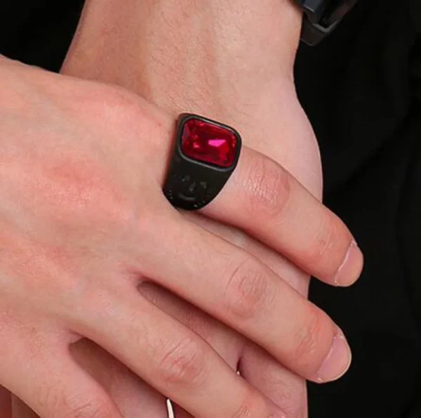 scarlet domineering geometric zircon ring