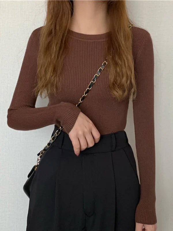 cozy solid knit sweater for women