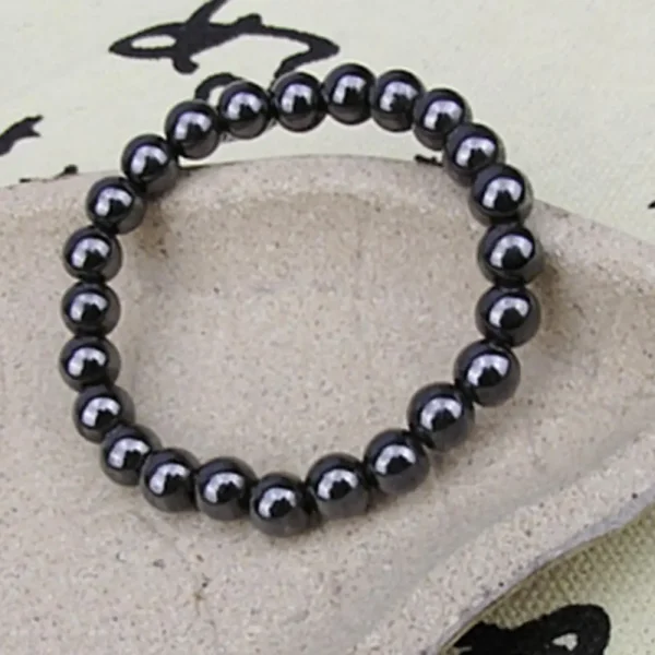 black magnetic hematite stone bracelet