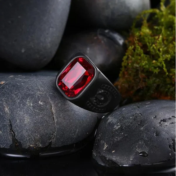scarlet domineering geometric zircon ring