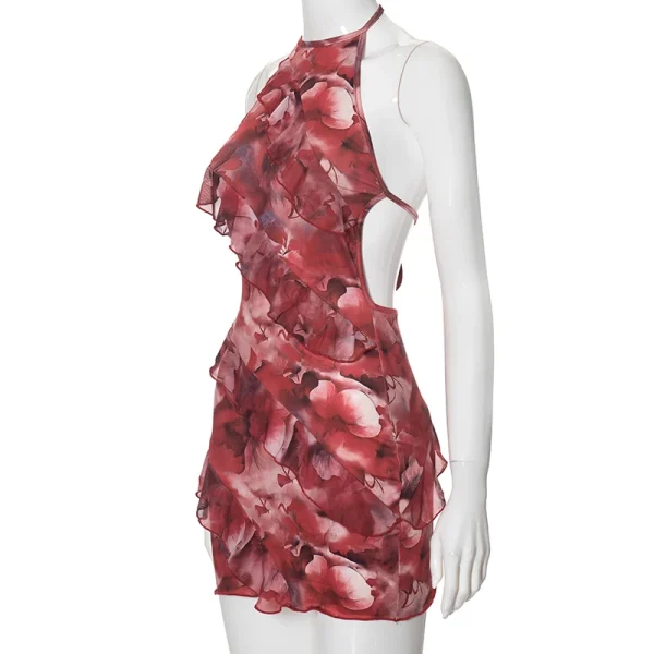 floral ruffles mini dress