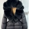 women’s real fox fur hooded parka with 90% white duck down