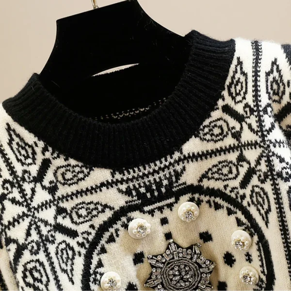 geometric knitted beaded sweater