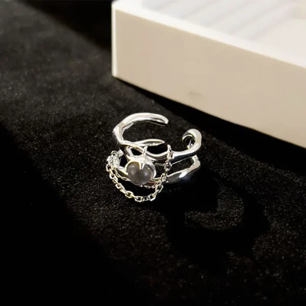 sparkling zircons tassel chain ring