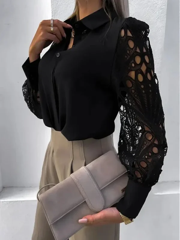 elegant lace hollow out blouse