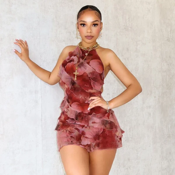 floral ruffles mini dress