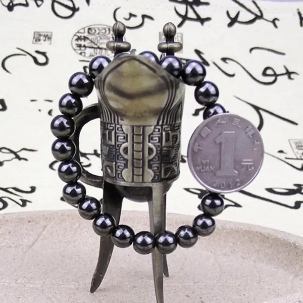 black magnetic hematite stone bracelet