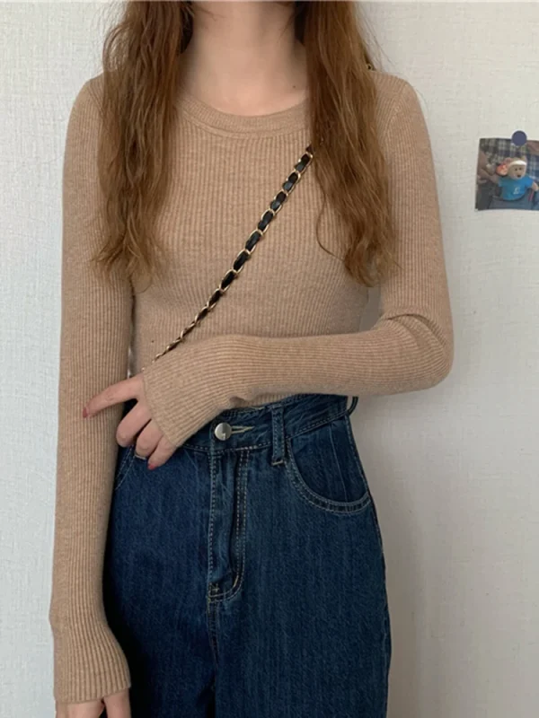 cozy solid knit sweater for women