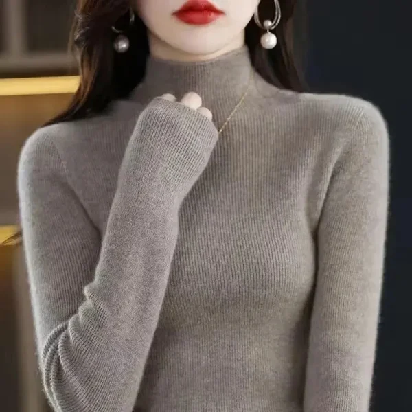 solid half turtleneck knit sweater