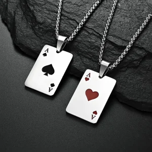 ace of spades stainless steel necklace