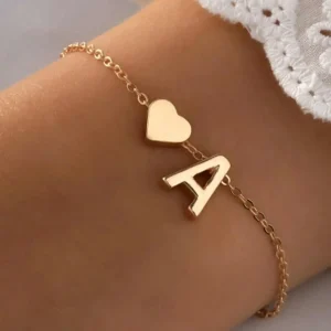 personalized alphabet heart bracelet