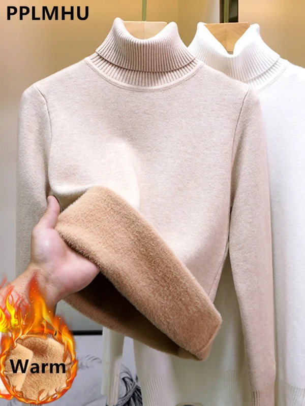 cozy velvet lined turtleneck sweater