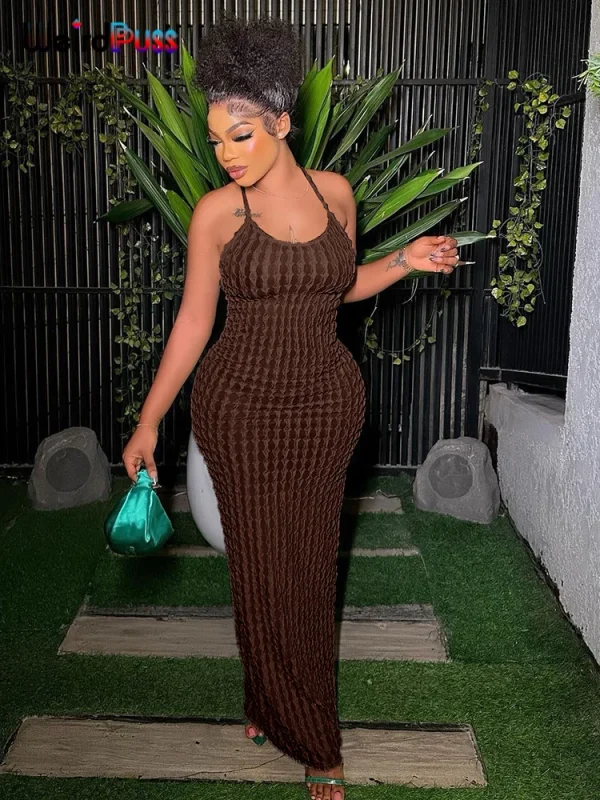 puss cross bandage maxi dress