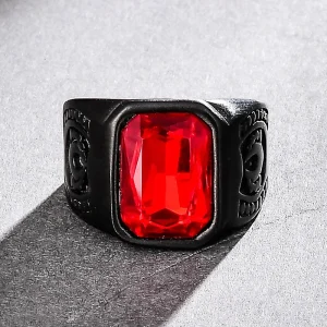 scarlet domineering geometric zircon ring