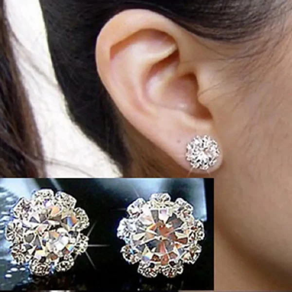 elegant sunflower rhinestone stud earrings