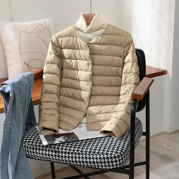 plus size autumn/winter warm women’s white duck down slim puffer jacket