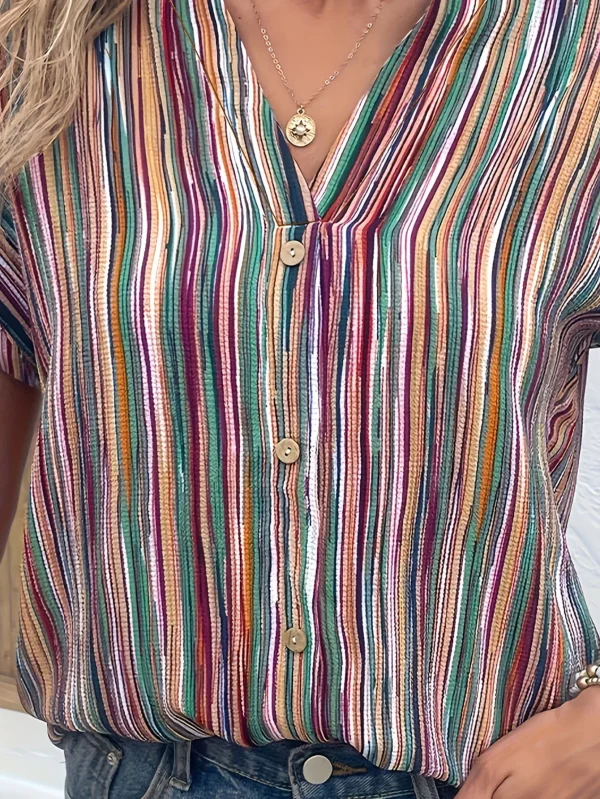 plus size striped print blouse