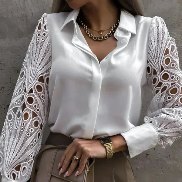 elegant lace hollow out blouse