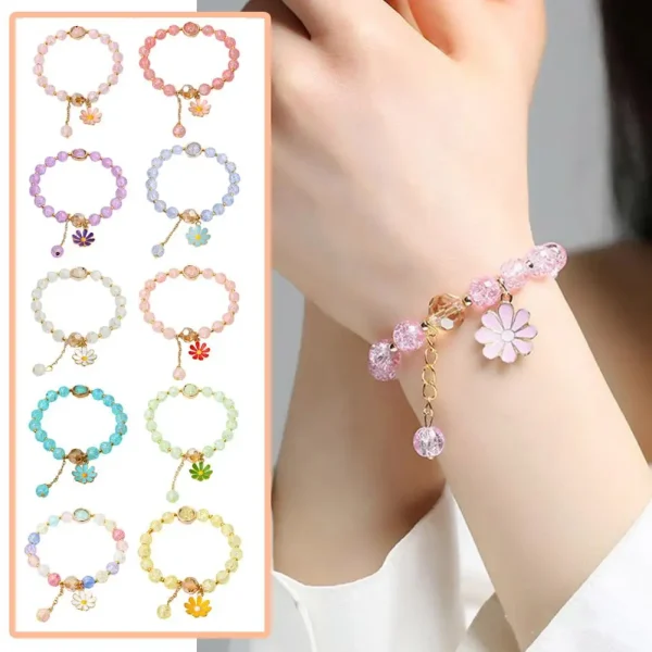 colorful daisy flower beaded bracelet