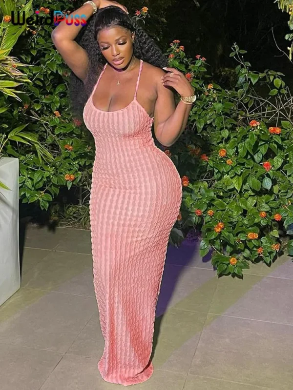puss cross bandage maxi dress