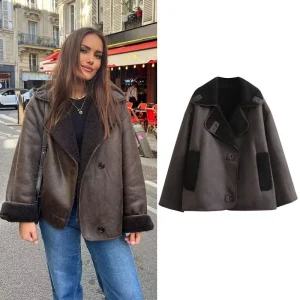 women's thick faux leather jacket