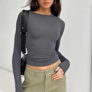 casual long sleeve solid t shirt