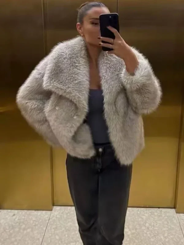 women's faux fur plush jacket