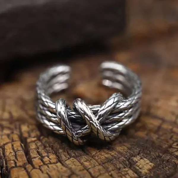 retro woven rope ring
