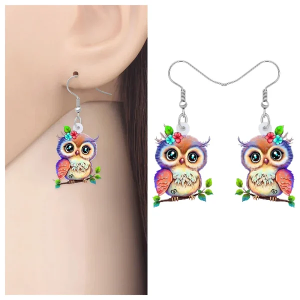 cute acrylic owl earrings