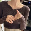women's v neck knitted ribbed sweater