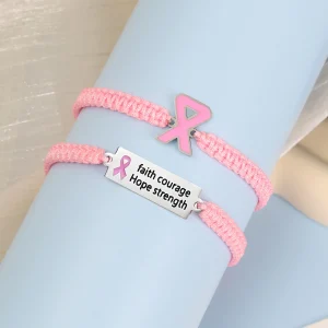 breast cancer awareness pink ribbon bracelet