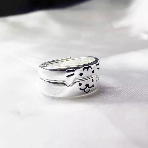 cute cat & dog couple ring