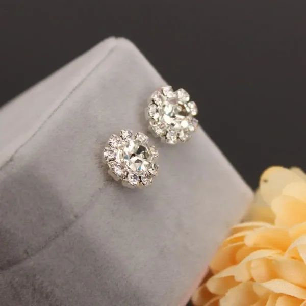 elegant sunflower rhinestone stud earrings