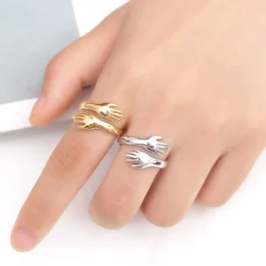 romantic love hug hand ring