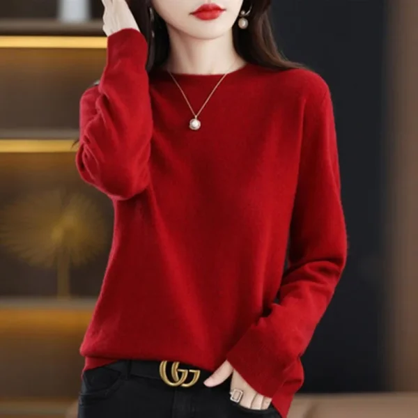 women's o neck knit sweater