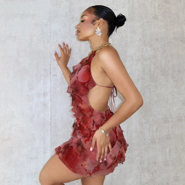 floral ruffles mini dress